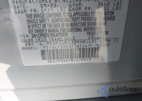 2024 Nissan Kicks Sr Xtronic Cvt z USA, uszkodzony, nr VIN 3N1CP5DV7RL472470